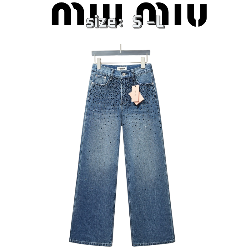 Miu Miu【新作入荷】星柄デニムパンツ　ズボン　男女兼用
