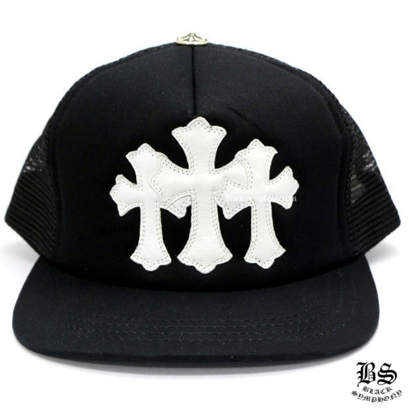 Chrome Heartsクロムハーツ 3セメタリーキャップ ブラック ホワイト帽子Chrome Hearts