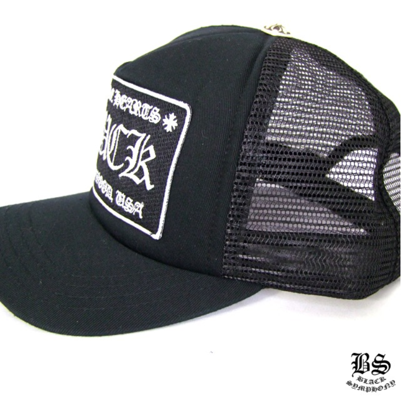 Chrome Heartsククロムハーツ トラッカーキャップ FUCK ブラック