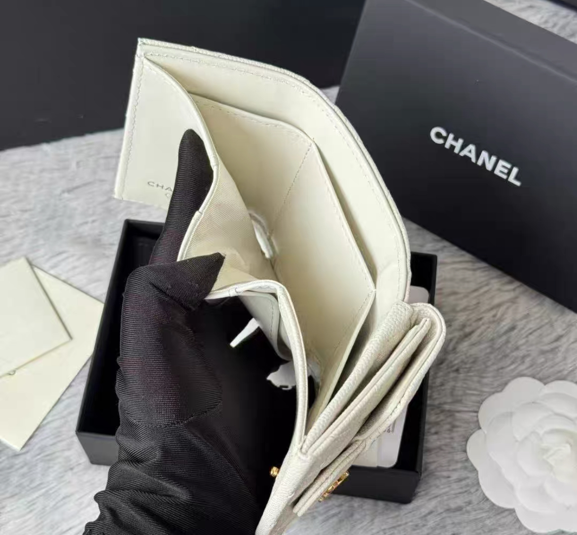 CHANEL シャネル AP4383 マトラッセ スモール ウォレット キャビアスキン ブラック 三つ折り財布 レザー シャンパンゴールド金具 箱付