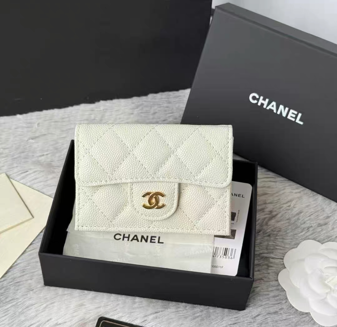CHANEL シャネル AP4383 マトラッセ スモール ウォレット キャビアスキン ブラック 三つ折り財布 レザー シャンパンゴールド金具 箱付