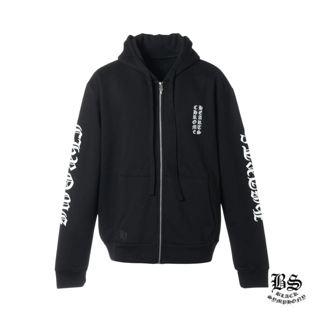 クロムハーツ パーカー コットンブラック ダガージップ 袖ロゴ