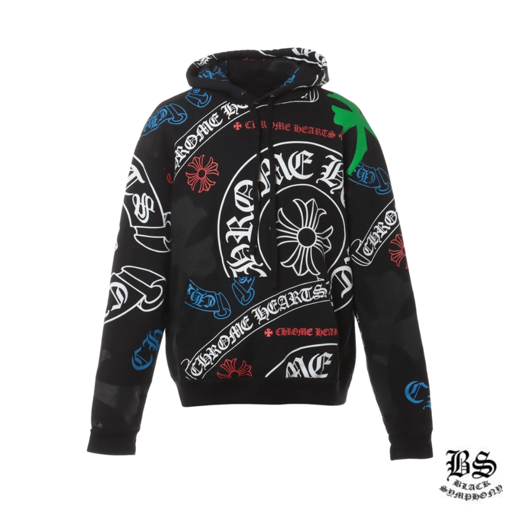 クロムハーツ パーカー コットン  ブラック ステンシルプリント オンライン限定