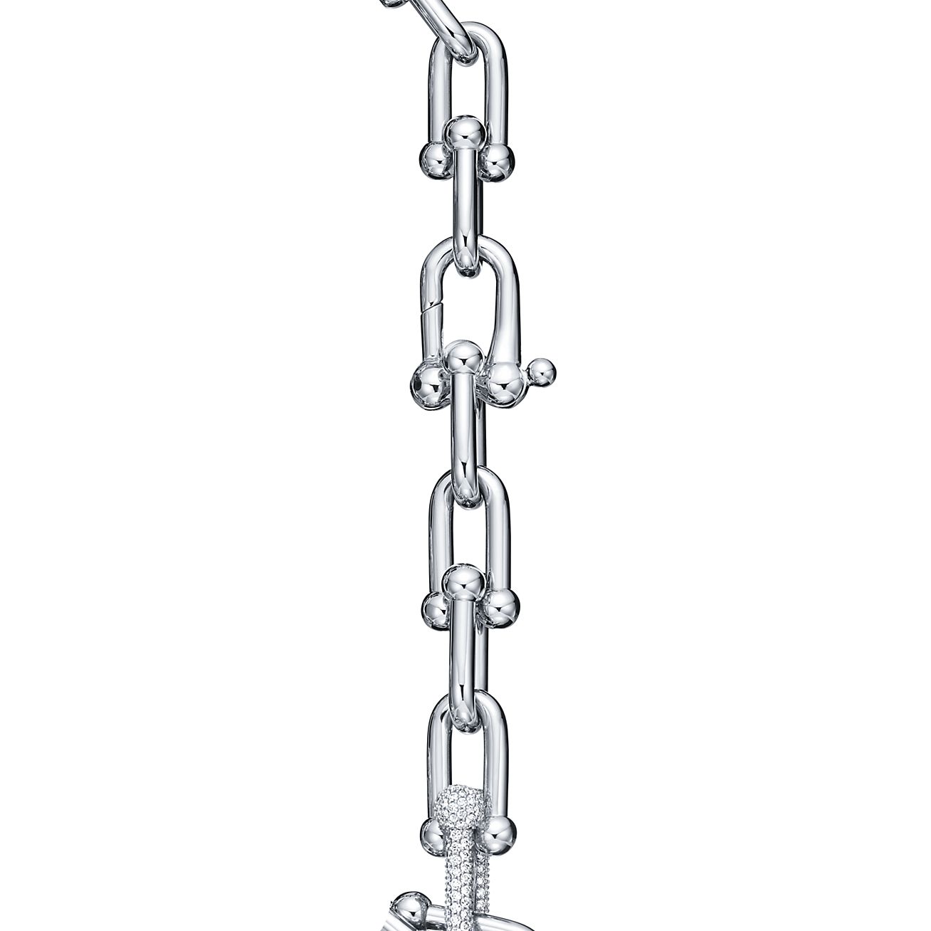 ティファニ(Tiffany) ティファニー ハードウェア ラージ リンク ブレスレット ホワイトゴールドにダイヤモンドをセッティング