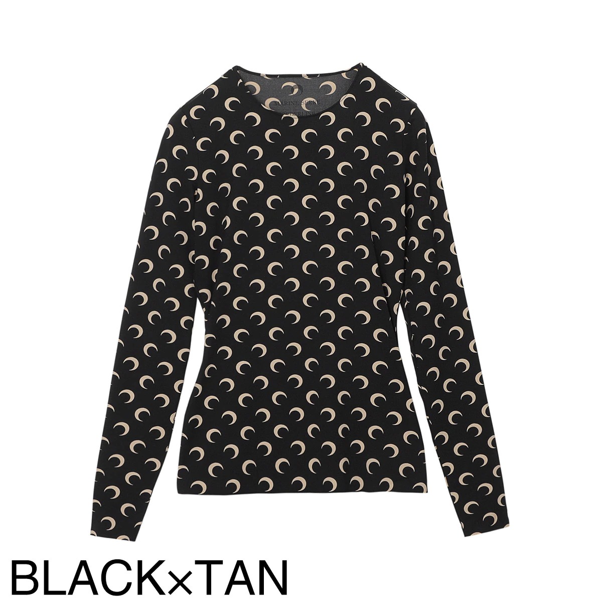 MARINE SERRE マリーン セル クルーネック長袖カットソー/REGENERATED AOM JERSEY LONG SLEEVES SECOND SKIN レディース