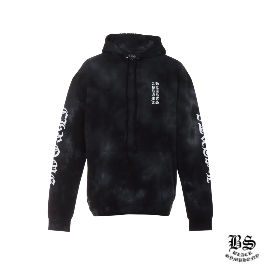 クロムハーツ パーカー コットン ブラック タイダイ ホースシュープリント