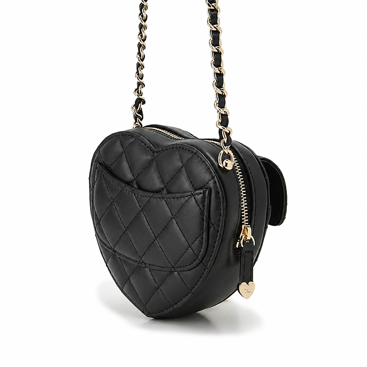 CHANEL シャネル マトラッセ ハート チェーン クラッチ バッグ ブラック 黒