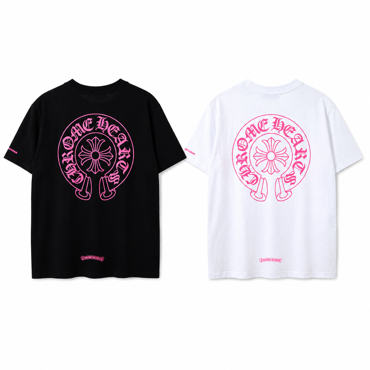 クロムハーツ ホースシューロゴ 半袖Tシャツ ブラック ホワイト 背面