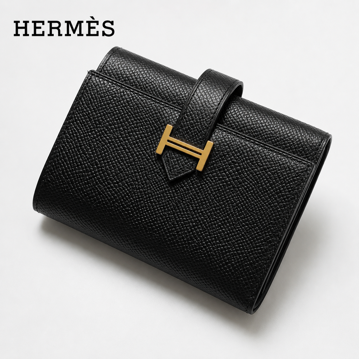 HERMES エルメス 三つ折り財布 BEARN COMBINE ベアン コンビネ H082875CC レディース EPSON エプソン W刻印 レザー スモール ミニ財布 Hロゴ NOIR/GD金具 ノワール ブラック