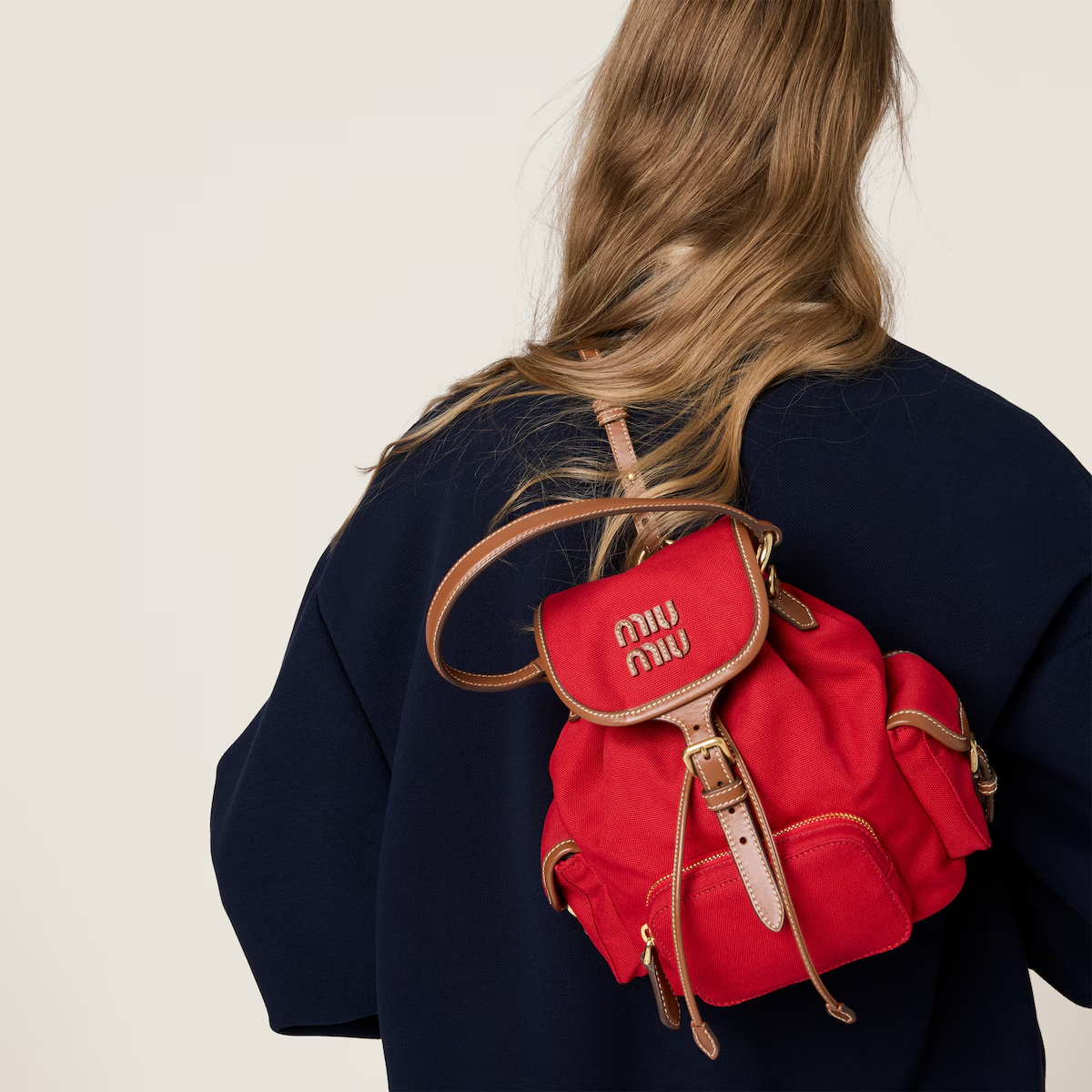 【MIU MIU】ミュウミュウ  キャンバスxレザー バックパック