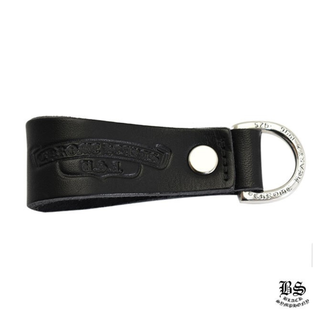 chrome heart クロムハーツ Dキーリング スター ボタン ブラック レザー