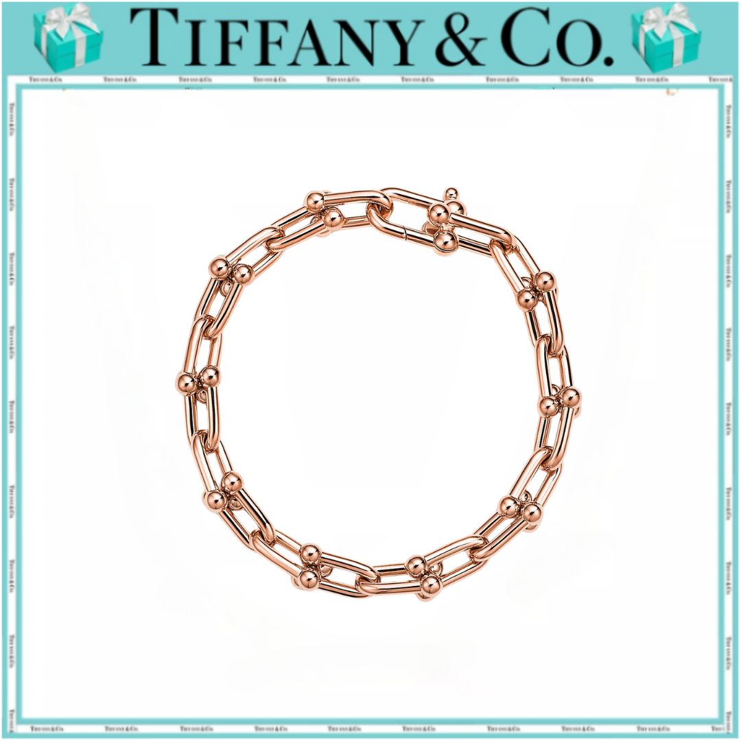 ティファニ（Tiffany） ハードウェア ミディアム リンク ブレスレット ローズゴールド