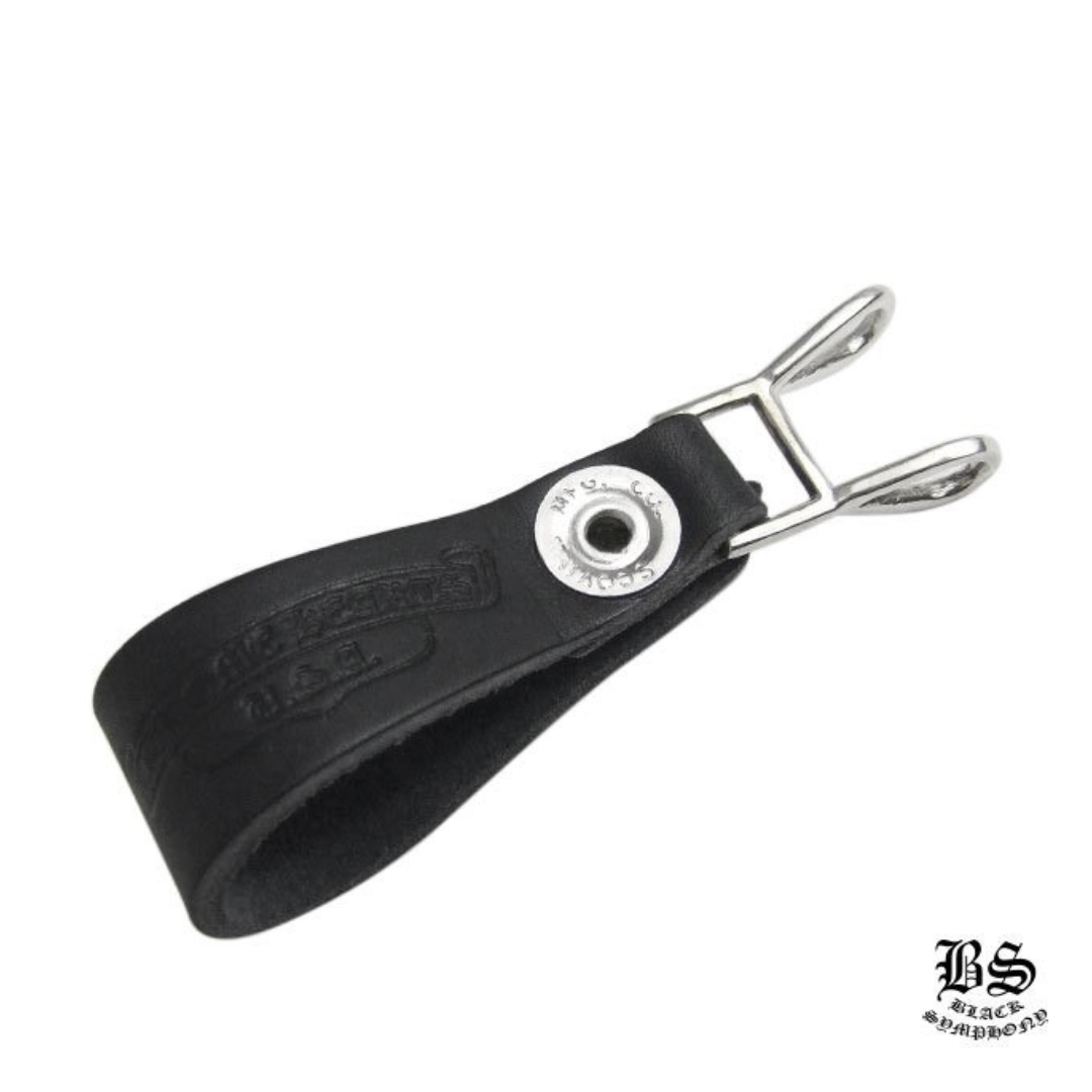 chrome heart クロムハーツ Wベルトループ ハートボタン ブラックレザー