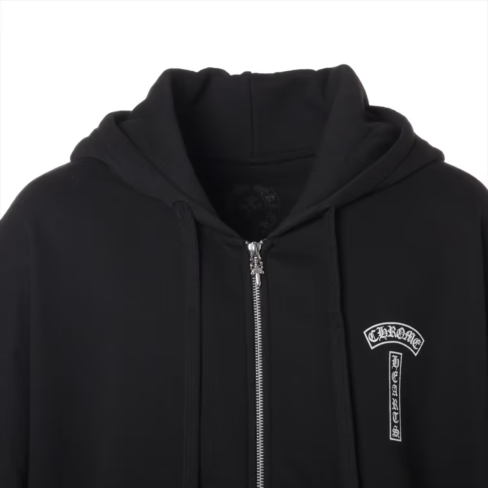 クロムハーツ パーカー コットン  ブラック アーチロゴ ダガージップ