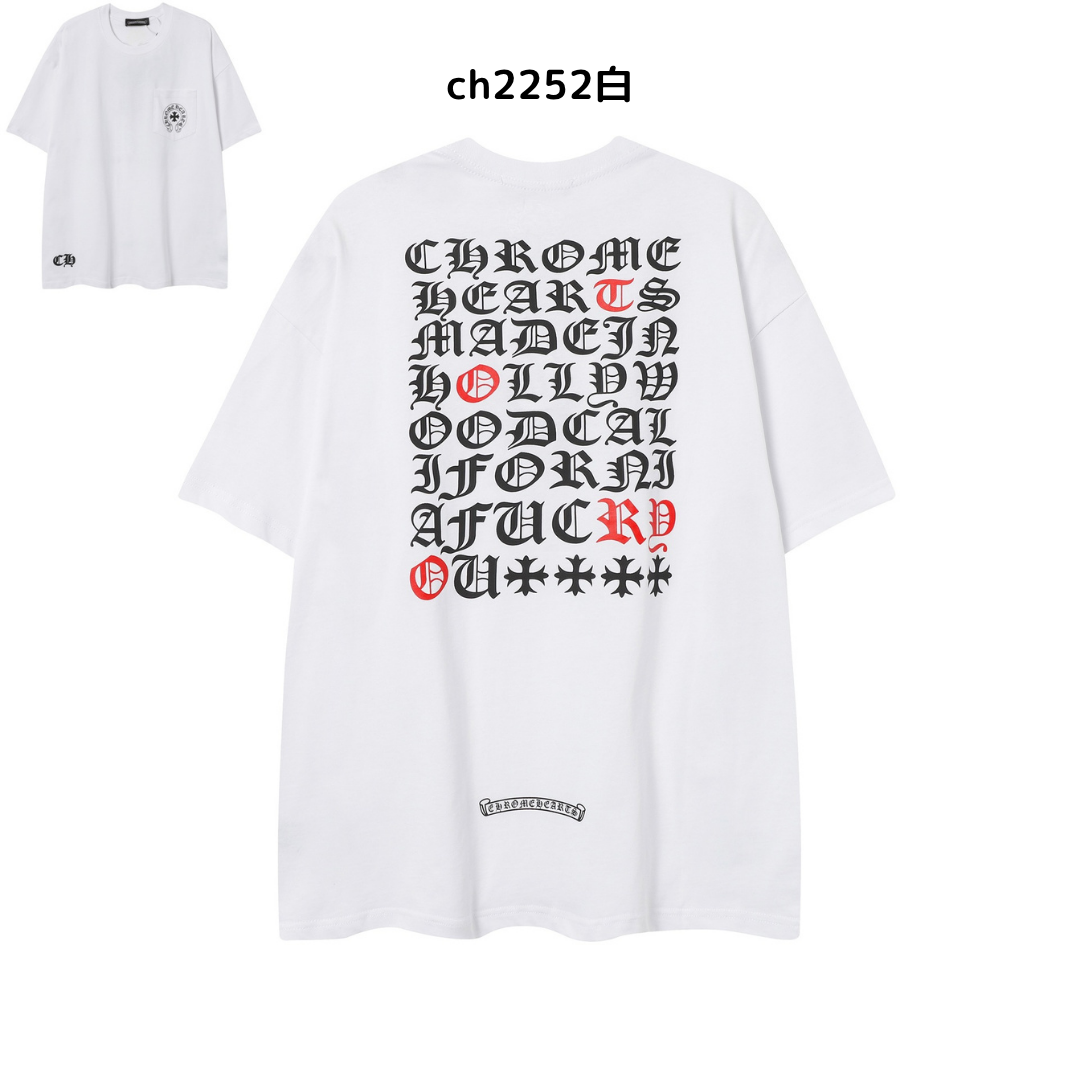 【2025新登場】クロムハーツChrome Hearts プリント刺繍Tシャツ特集 夏服 人気 男女兼用　綿100%  ch2230