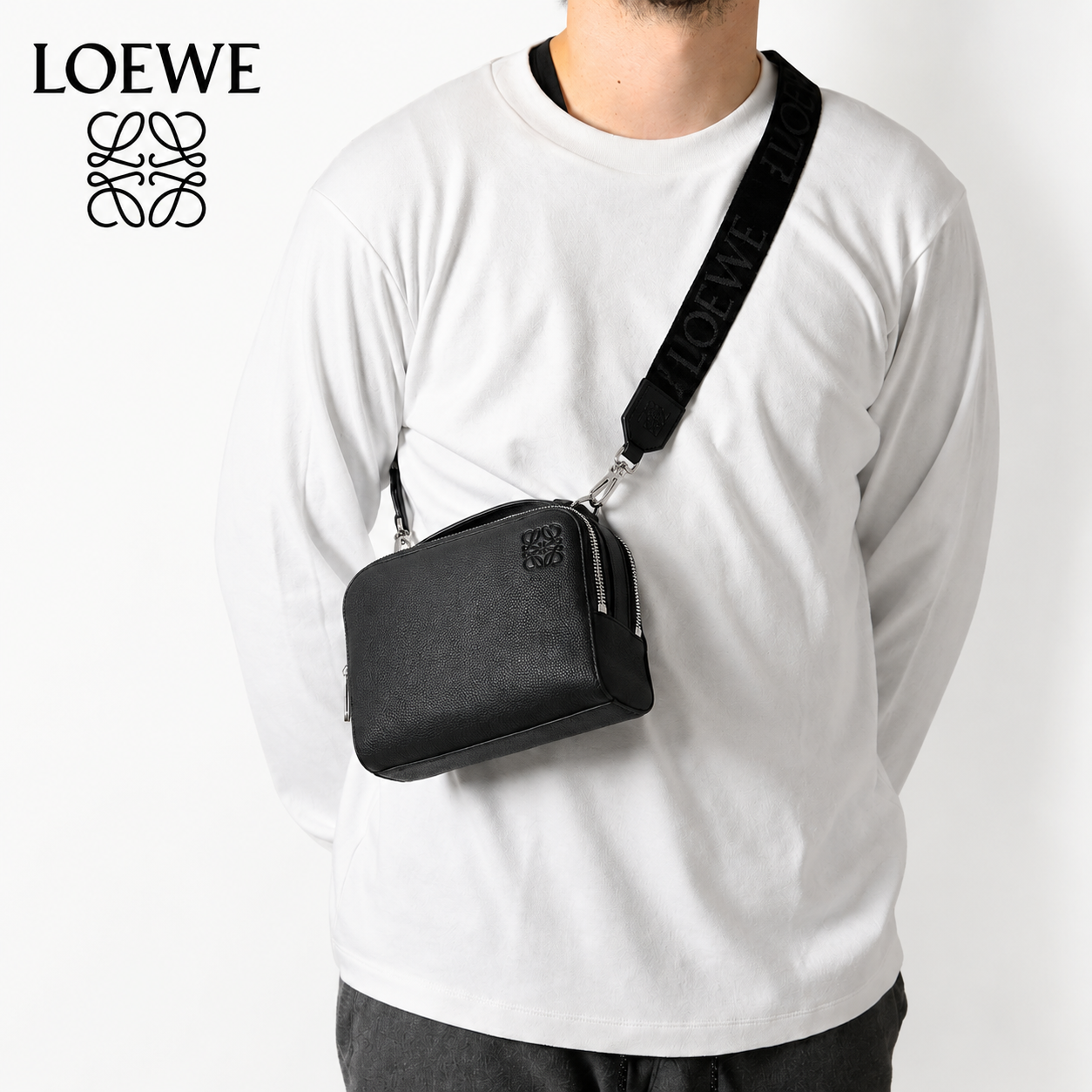 ロエベ／LOEWE "カメラ クロスボディバッグ ミニ(ソフトグレインカーフ) " 斜め掛けショルダーバッグ・クロスボディ・ハンドバッグ (ブラック)