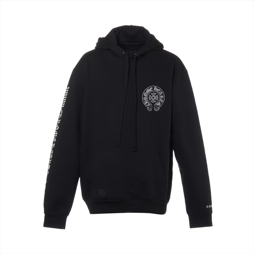 クロムハーツ ホースシュー パーカー コットン  ブラック×シルバー オンライン限定