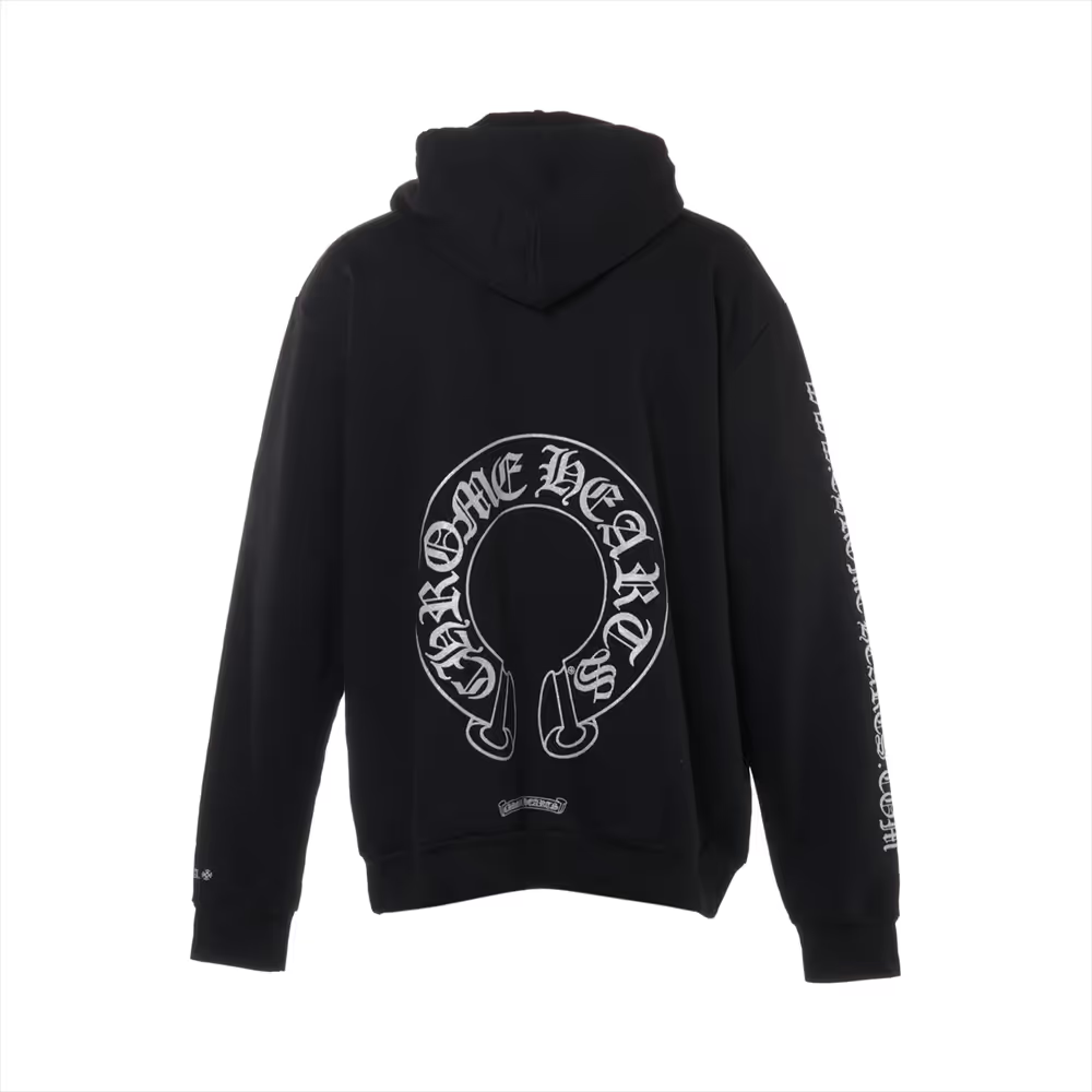 クロムハーツ ホースシュー パーカー コットン  ブラック×シルバー オンライン限定