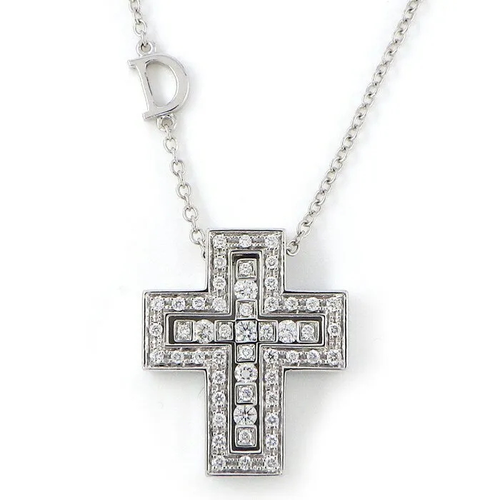 【国内発送/直営店】ダミアーニ DAMIANI ネックレス ベル エポック XS 20083490 ダブル クロス パヴェ ダイヤモンド 0.38ct K18WG