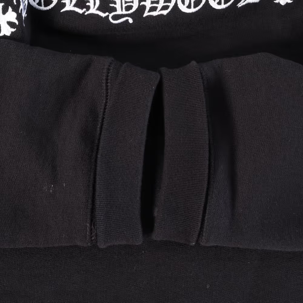 クロムハーツ パーカー コットン  ブラック SAILIN ON セメタリークロス刺繍