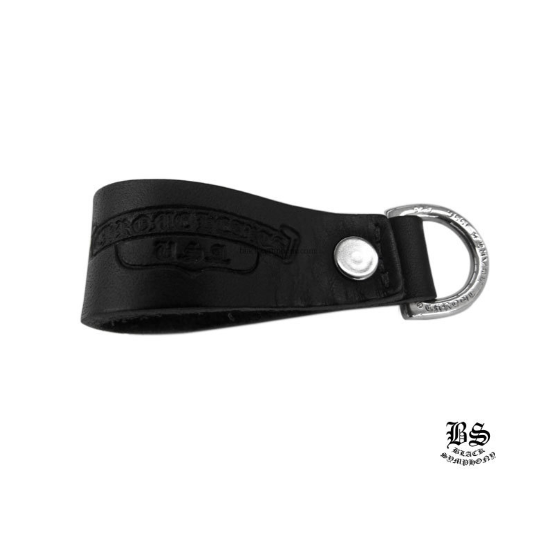 chrome heart クロムハーツ Dキーリング クロスボタン ブラックレザー