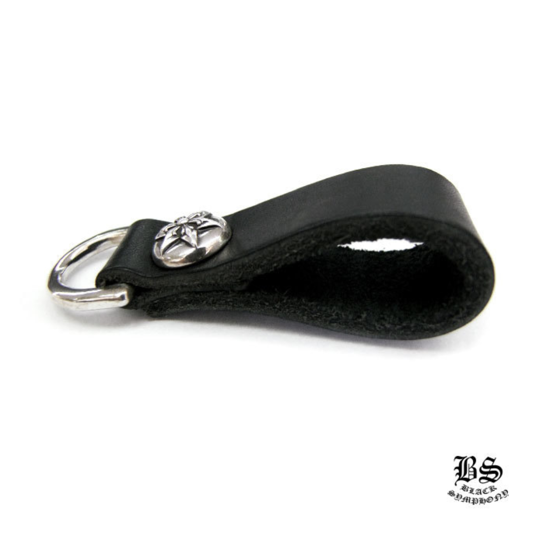 chrome heart クロムハーツ Dキーリング スター ボタン ブラック レザー