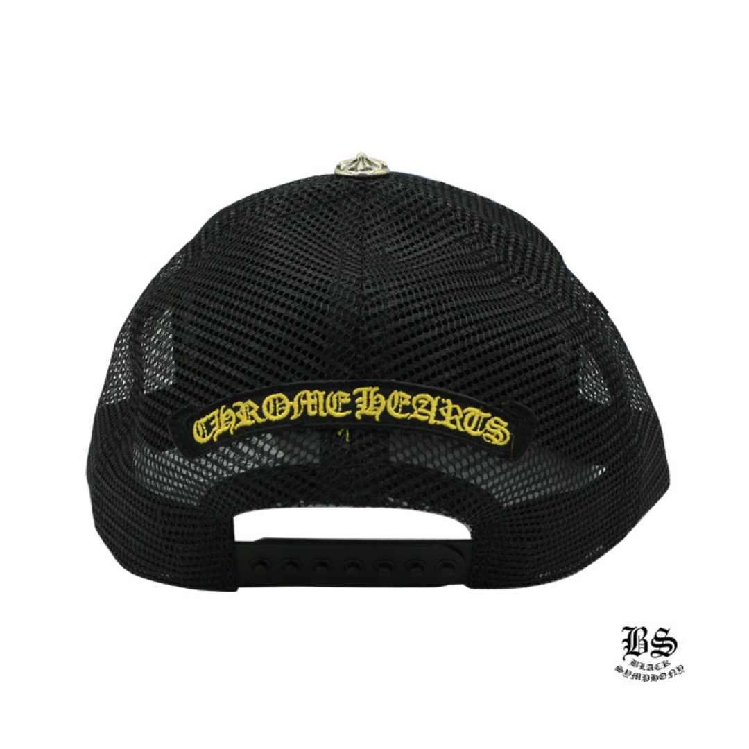 Chrome Hearts　クロムハーツ ファブリックフロント トラッカーキャップ ブラック ツイル ハリウッド CHプラス