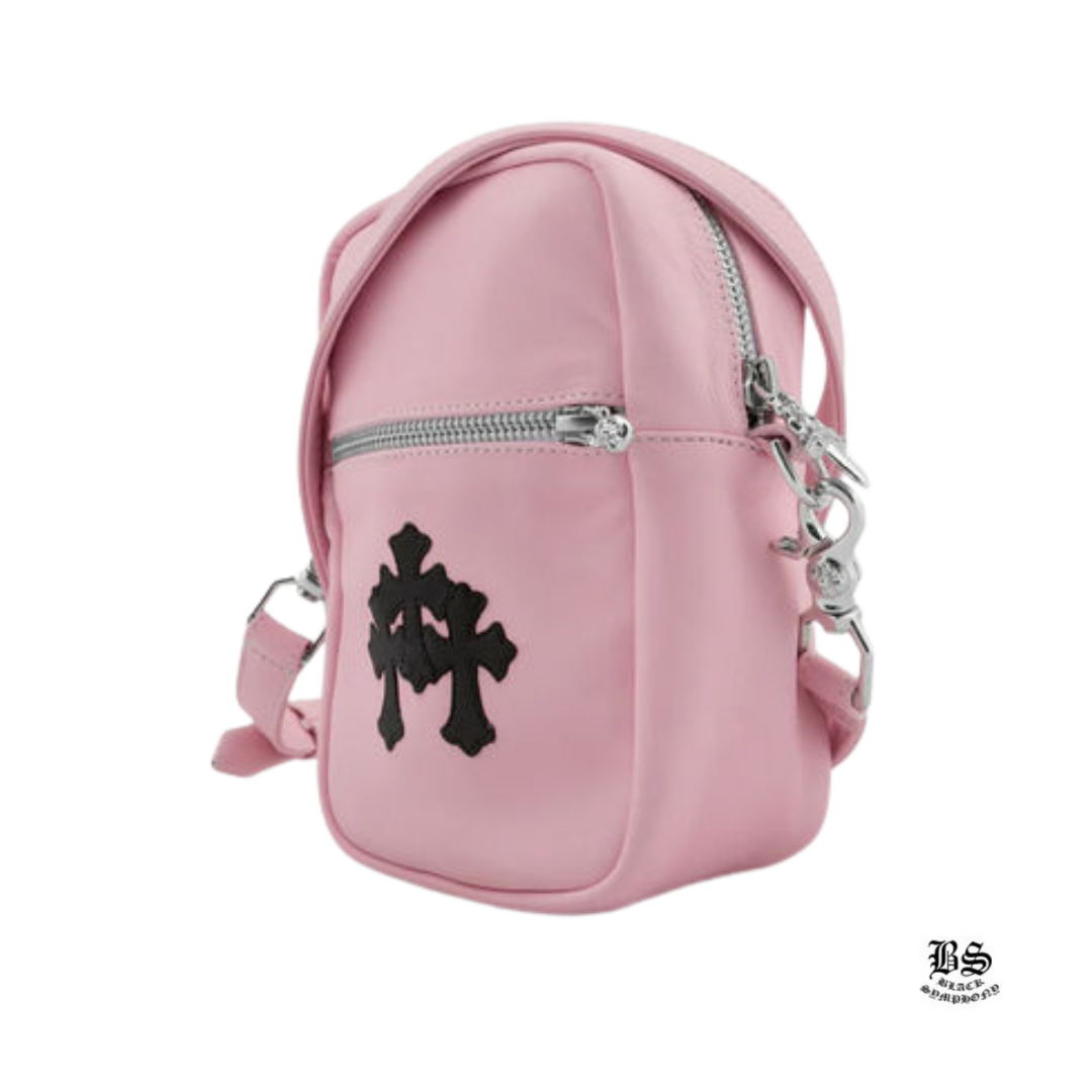クロムハーツ CHROME HEARTS TAKAMINI 3 Cemetery Cross Patch Leather Shoulder Bag クロムハーツ タカミニ 3 セメタリークロスパッチ レザーショルダーバッグ クロスボール CHプラス ラムスキン シルバー925 ピンク×ブラウン