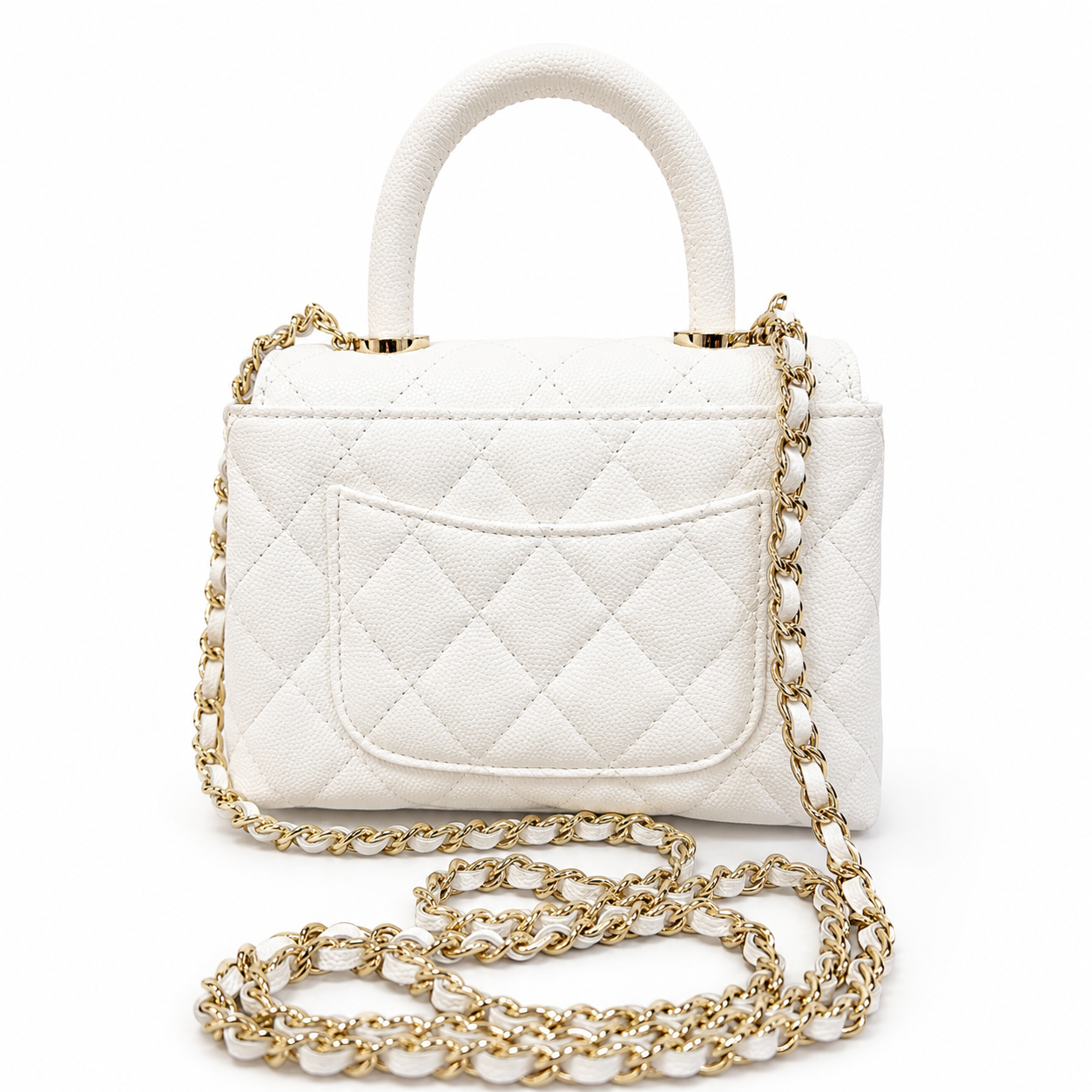 CHANEL シャネル  ココハンドル 14.5cm 2WAYハンドバッグ ホワイト ゴールド金具 