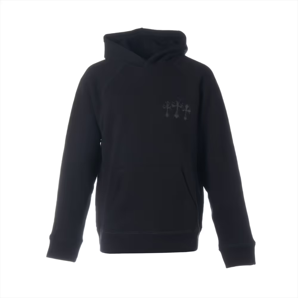 クロムハーツ パーカー コットン  ブラック 7-11 HOODIE バックCHロゴクロス刺繍