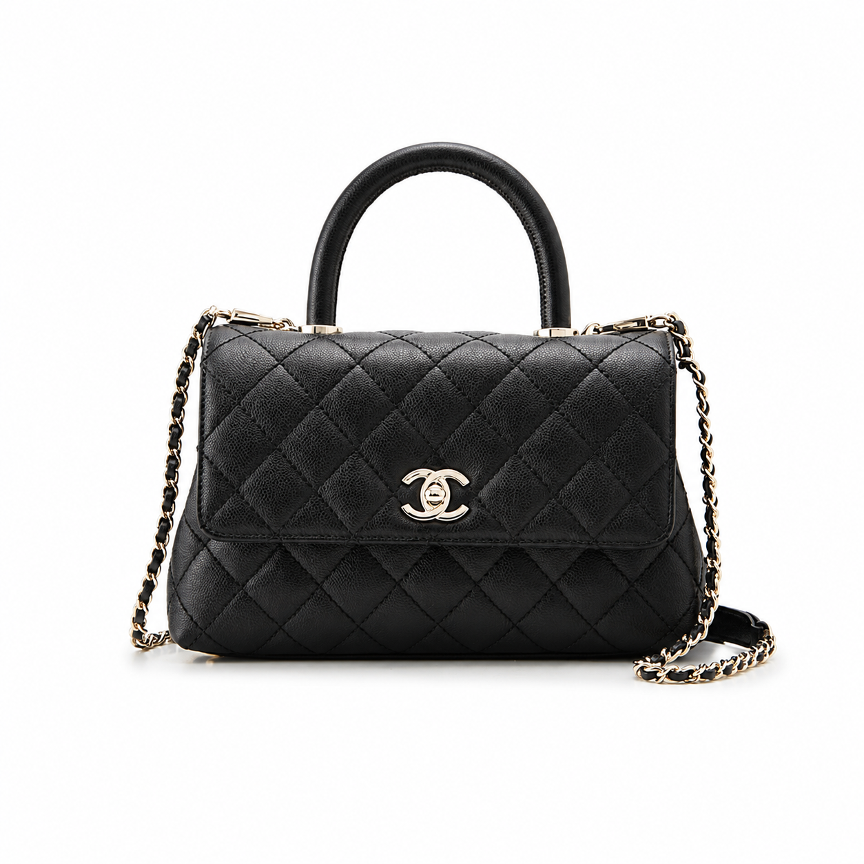 CHANEL シャネル マトラッセ ココハンドル 24 トップハンドル フラップ バッグ ブラック 黒