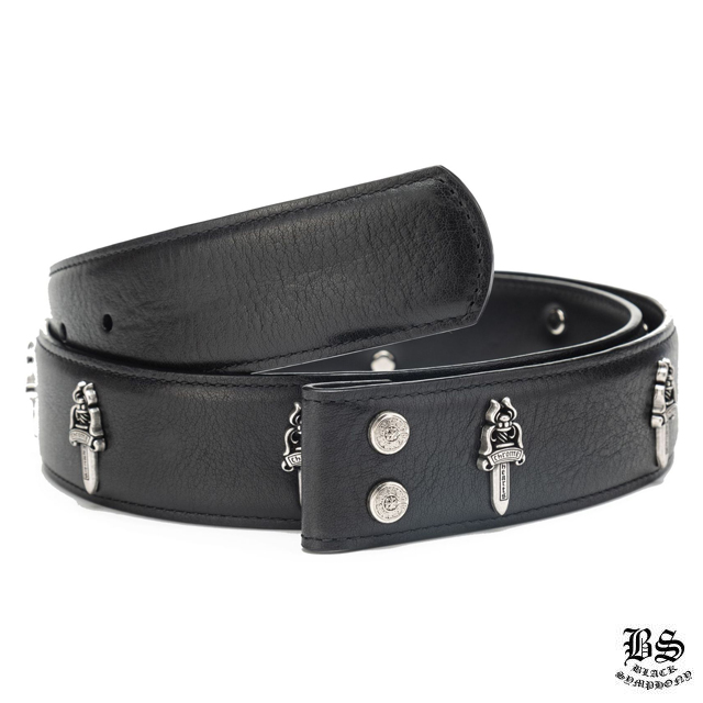 クロムハーツ プレーン レザー 1.5 ベルト ホースシュー リベット（バックルなし）