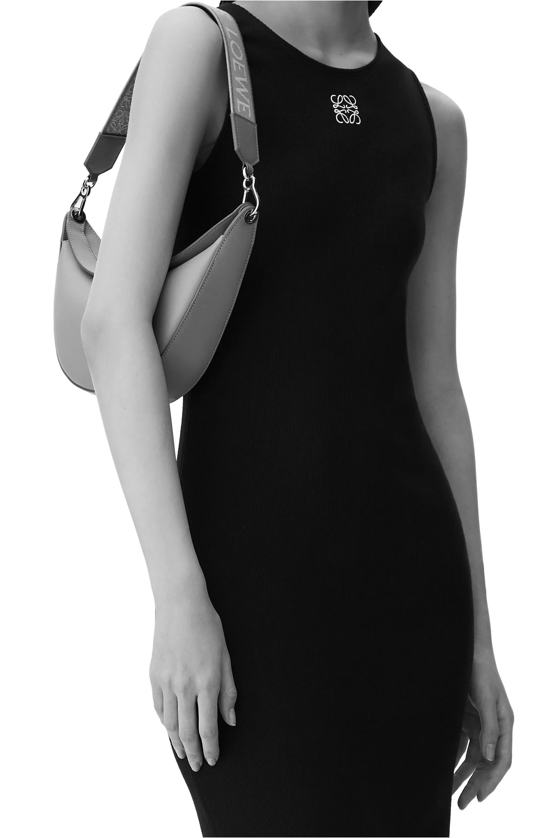 LOEWE サテンカーフ＆ジャカード Luna ホーボー バッグ