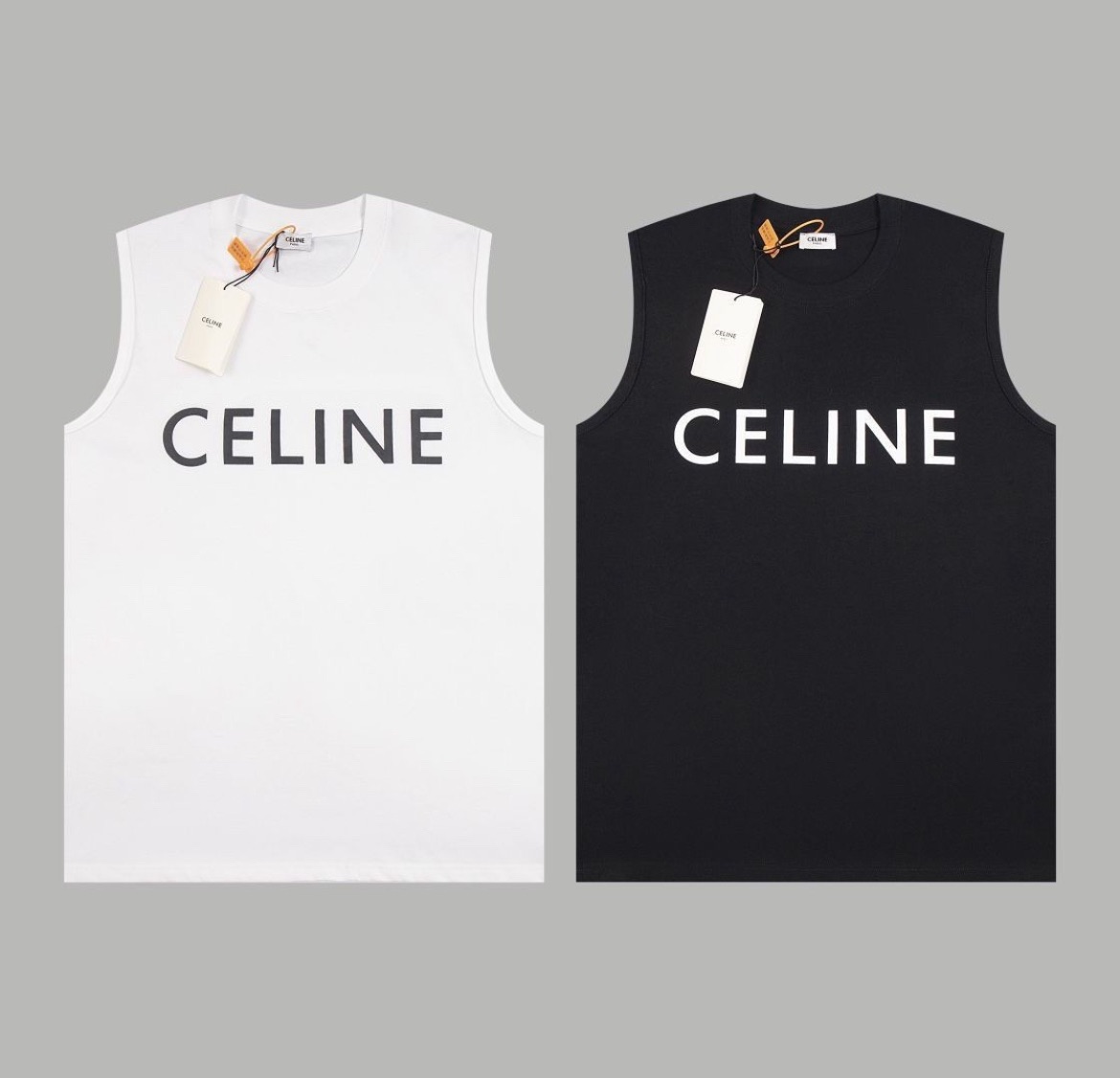 cline ノースリーブシャツ  黒 &白＆グレー綿100%  cl0001