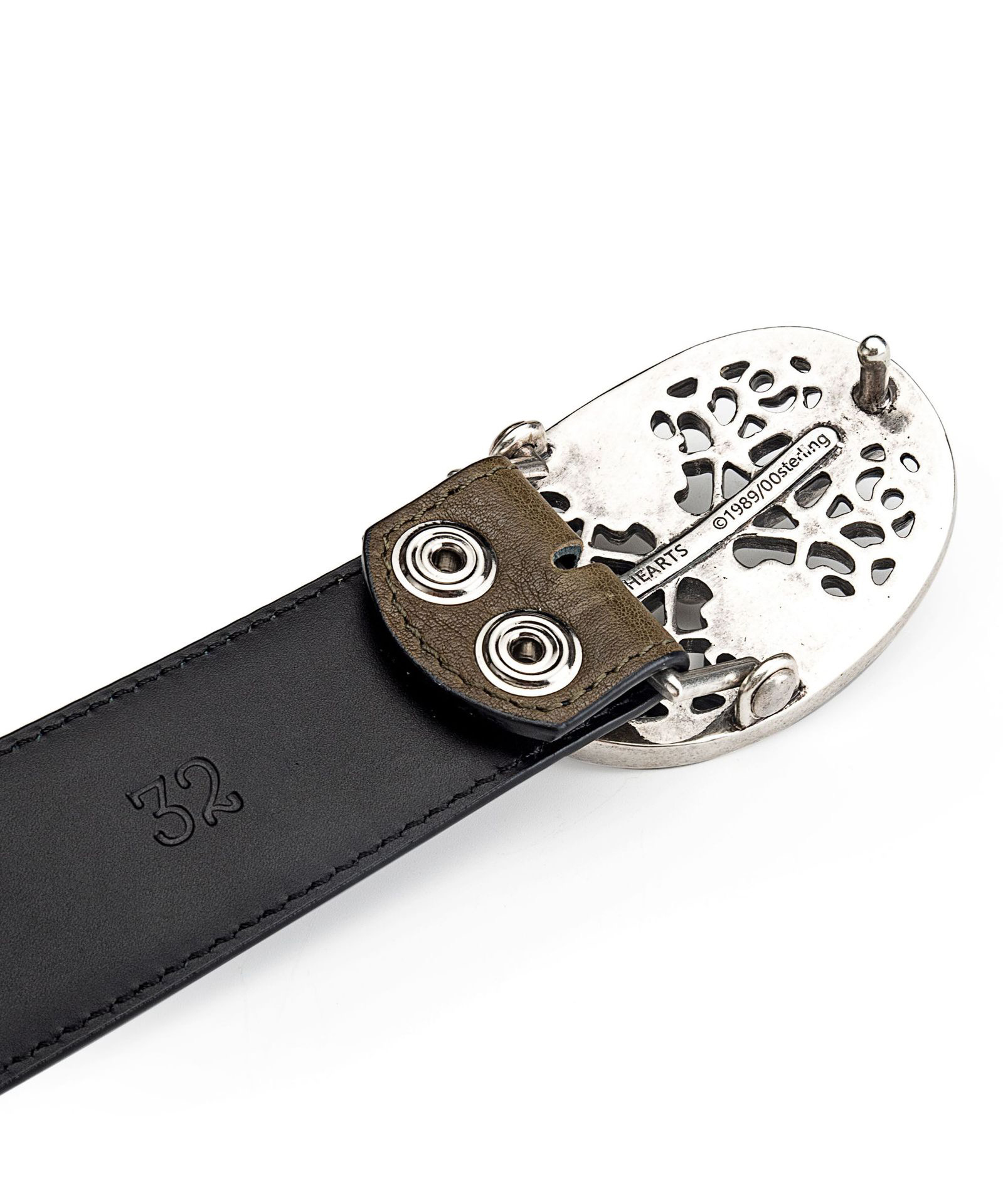 クロムハーツ クラシックオーバルクロスバックル＆プレーンブラックレザー1.5ホースシューリベット ベルトセット