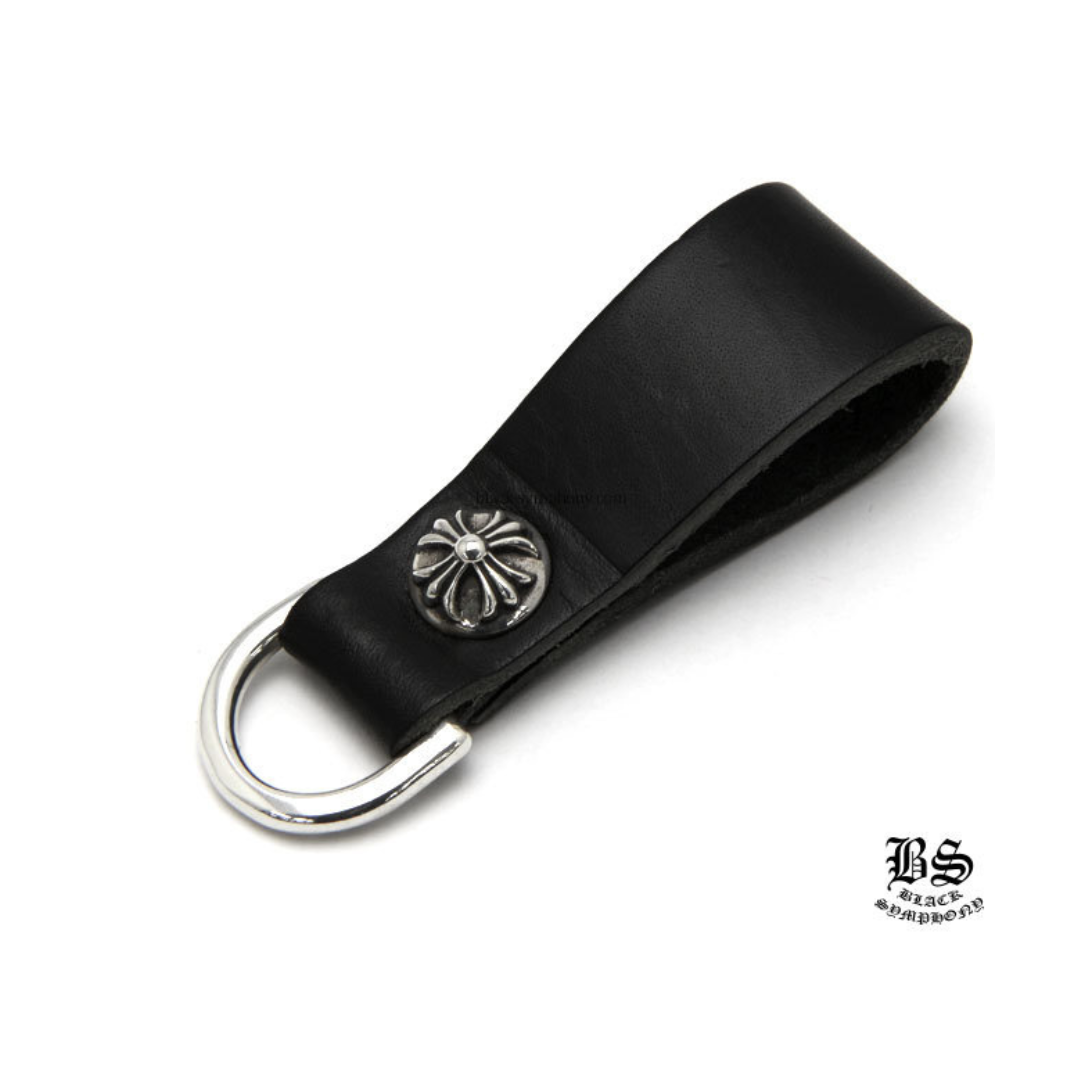 chrome heart クロムハーツ Dキーリング クロスボタン ブラックレザー