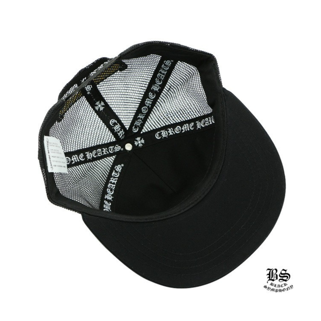 Chrome Hearts　クロムハーツ ファブリックフロント トラッカーキャップ ブラック ツイル ハリウッド CHプラス