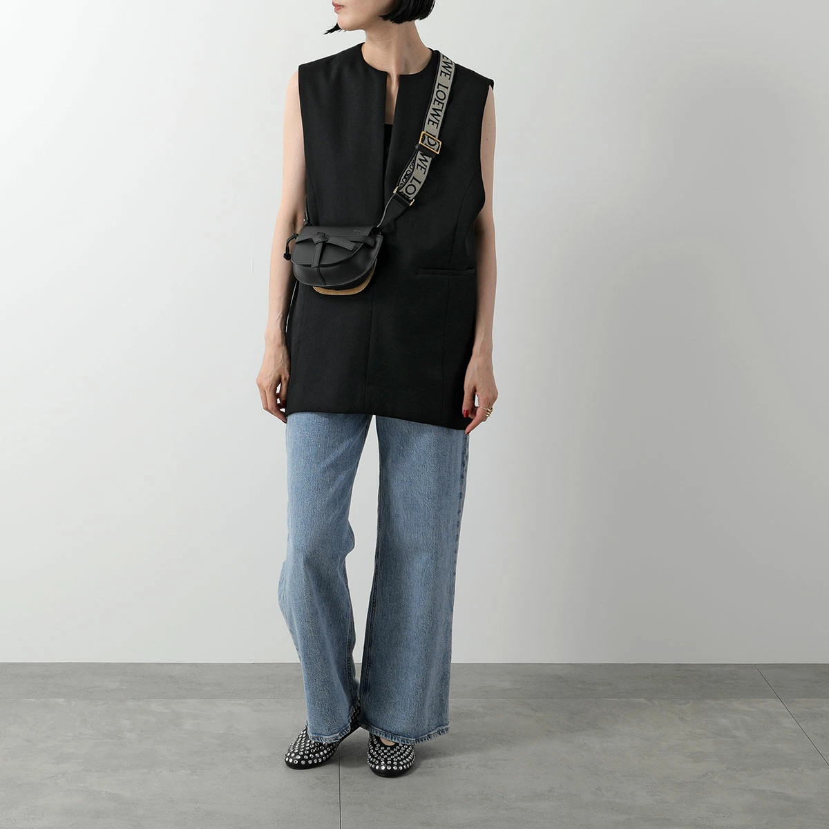 LOEWE ロエベ ショルダーバッグ GATE DUAL MINI A650N46X13 レディース ゲート デュアルバッグ ミニ クロスボディ レザー ジャガード 1100/BLACK