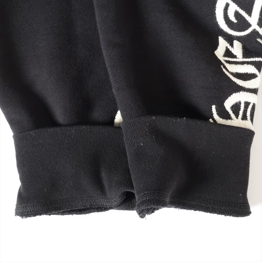 クロムハーツ パーカー コットン ブラック×ホワイト SLOW RIDE CH刺繍