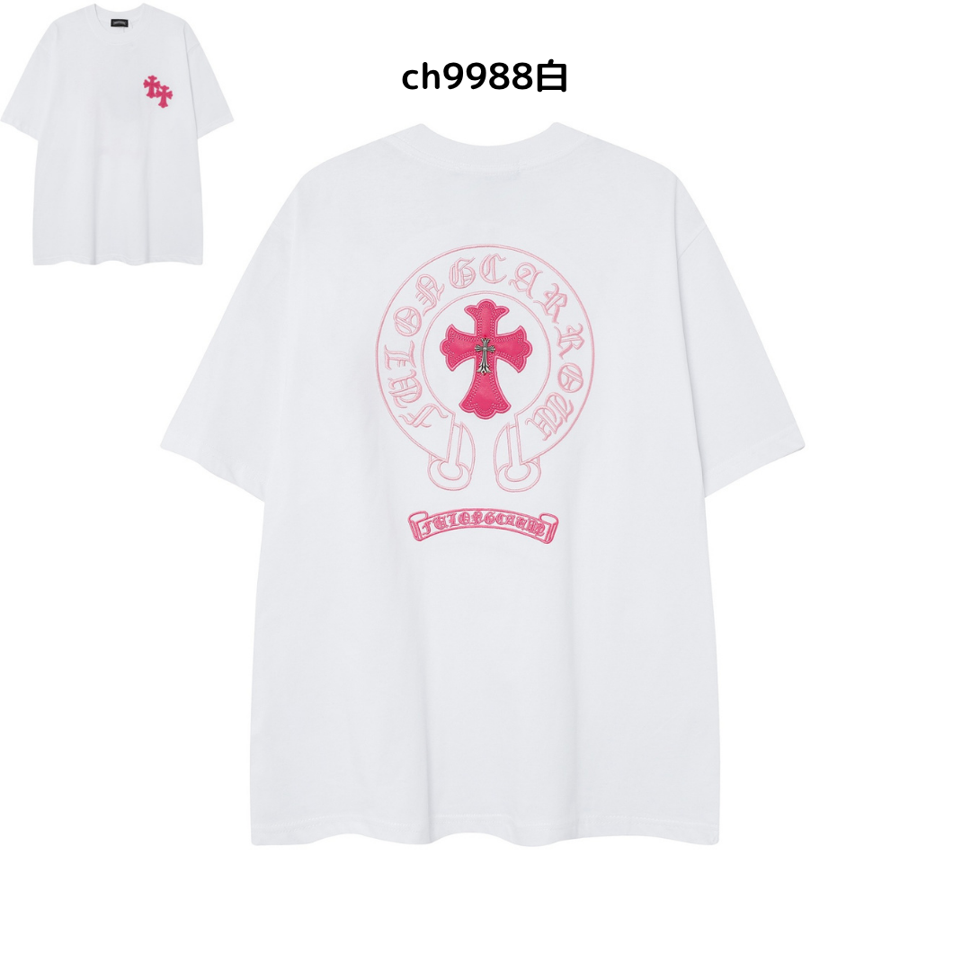 【2025新登場】クロムハーツChrome Hearts プリント刺繍Tシャツ特集 夏服 人気 男女兼用　綿100%  ch2230