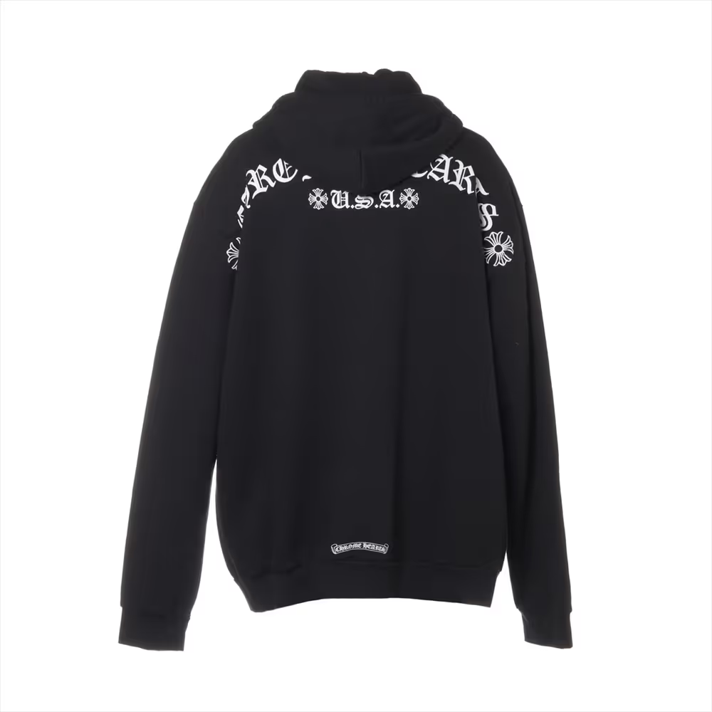 クロムハーツ パーカー コットン  ブラック アーチロゴ ダガージップ