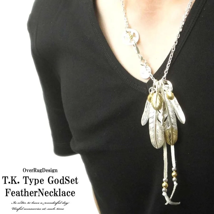 【国内発送/直営店】再再入荷！メンズ ネックレス ペンダント ゴローズタイプ 復刻 レプリカ 木村拓哉神さんセットモチーフシルバーフェザーネックレス 特大先金フェザー