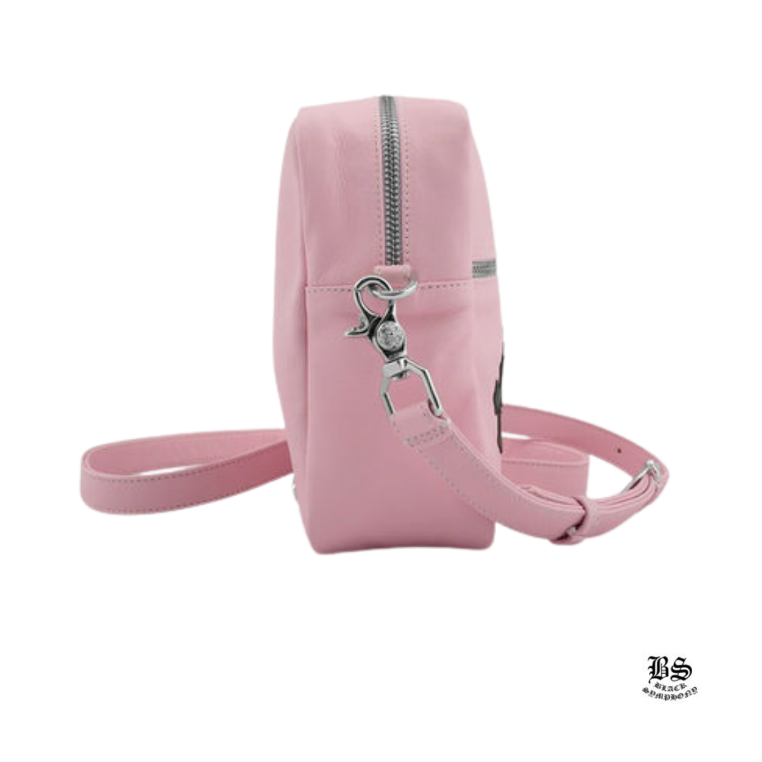 クロムハーツ CHROME HEARTS TAKAMINI 3 Cemetery Cross Patch Leather Shoulder Bag クロムハーツ タカミニ 3 セメタリークロスパッチ レザーショルダーバッグ クロスボール CHプラス ラムスキン シルバー925 ピンク×ブラウン