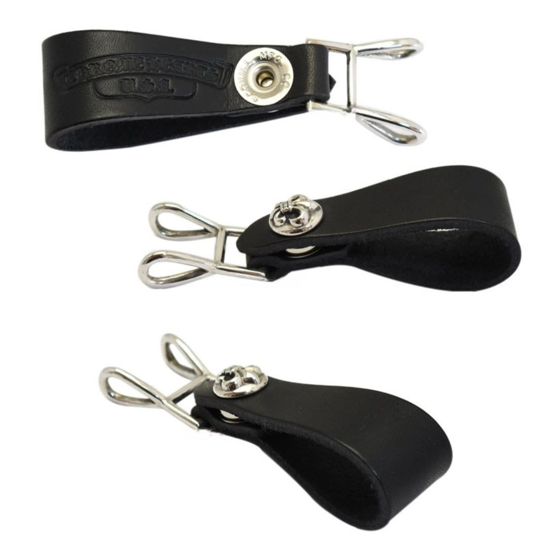 chrome heart クロムハーツ Wベルトループ BSフレアボタン ブラック レザー