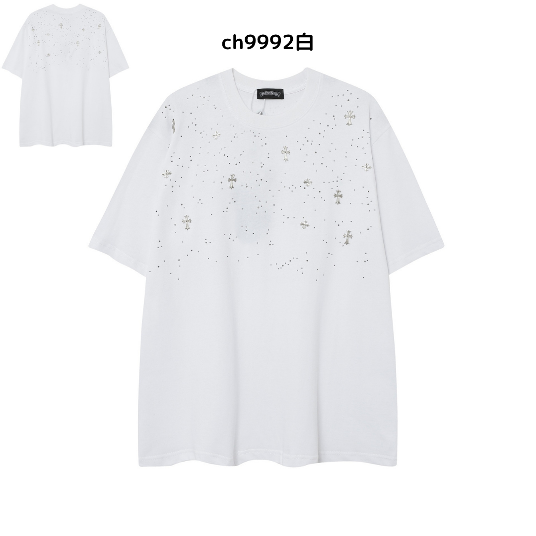 【2025新登場】クロムハーツChrome Hearts プリント刺繍Tシャツ特集 夏服 人気 男女兼用　綿100%  ch2230