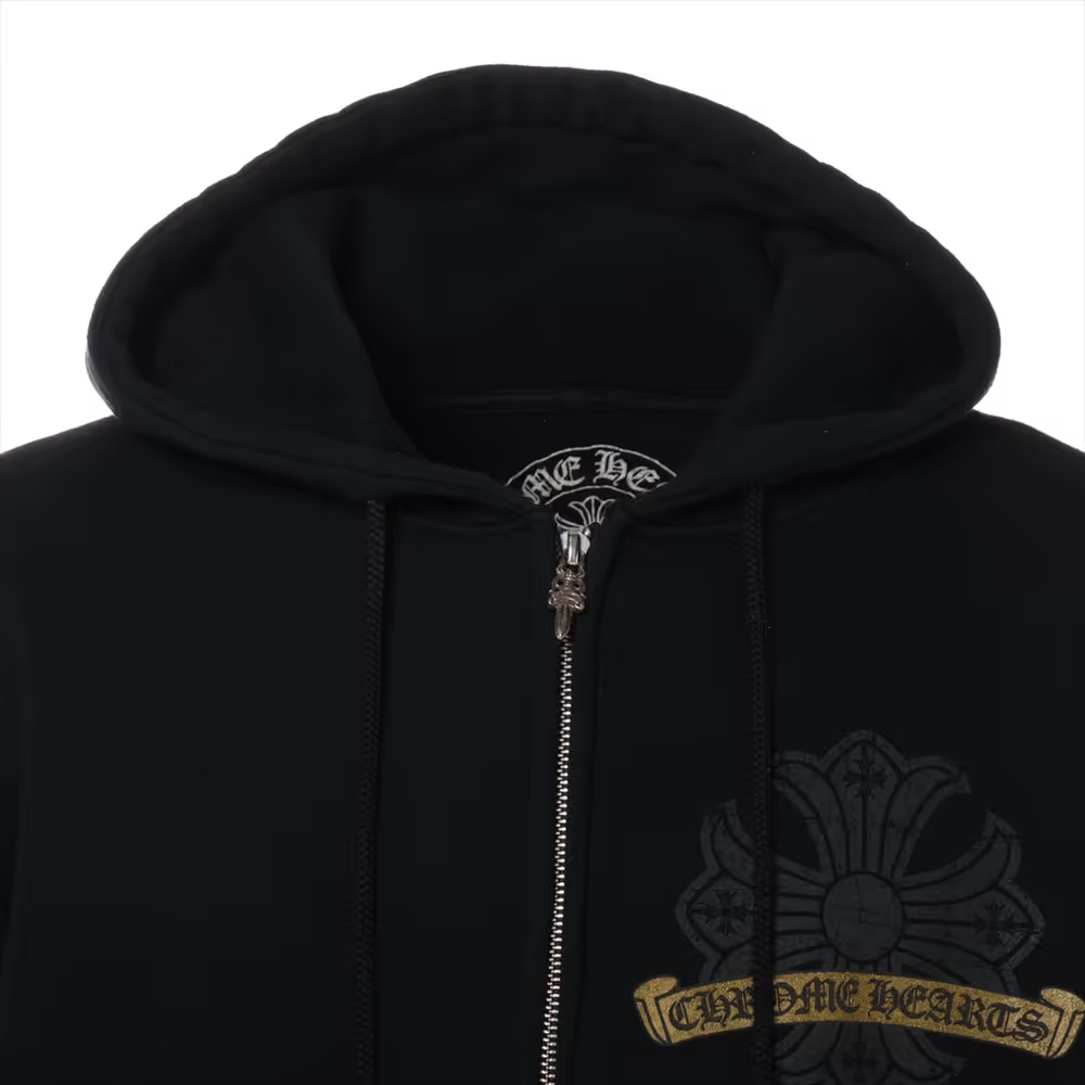 クロムハーツ パーカー コットン サイズL ブラック ホースシュー CHプラス