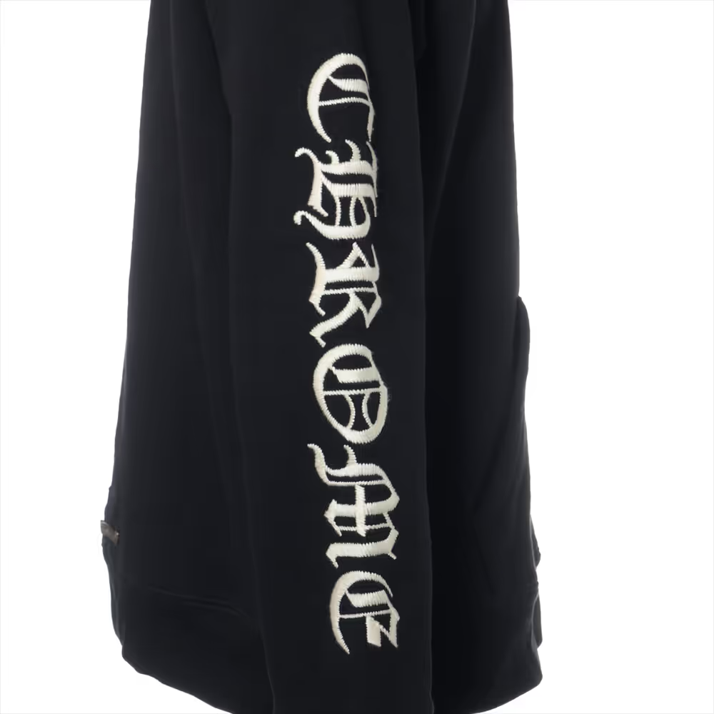 クロムハーツ パーカー コットン ブラック×ホワイト SLOW RIDE CH刺繍