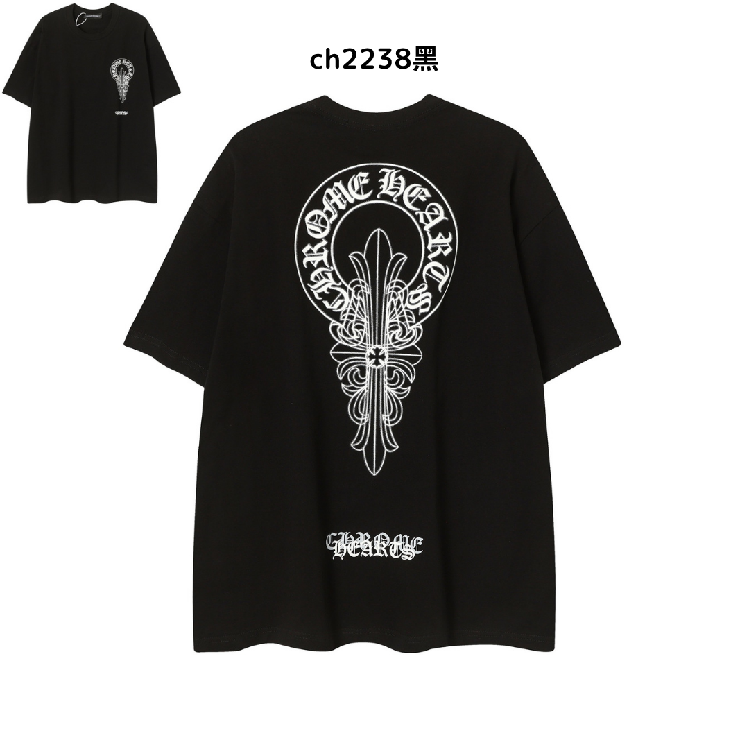 【2025新登場】クロムハーツChrome Hearts プリント刺繍Tシャツ特集 夏服 人気 男女兼用　綿100%  ch2230