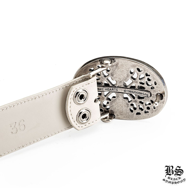 クロムハーツ クラシックオーバルクロスバックル＆プレーンブラックレザー1.5ホースシューリベット ベルトセット