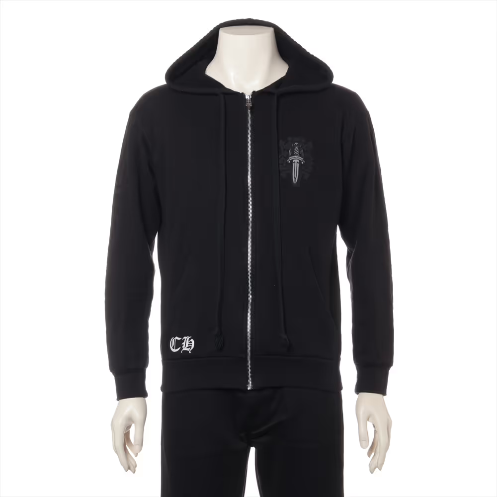 クロムハーツ パーカー コットン  ブラック ヴァインダガー